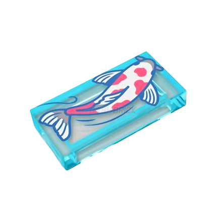 LEGO Minifigure Accessory - Tile, White Koi Fish, Coral Spots (Tile) #3 [3069bpb1167]