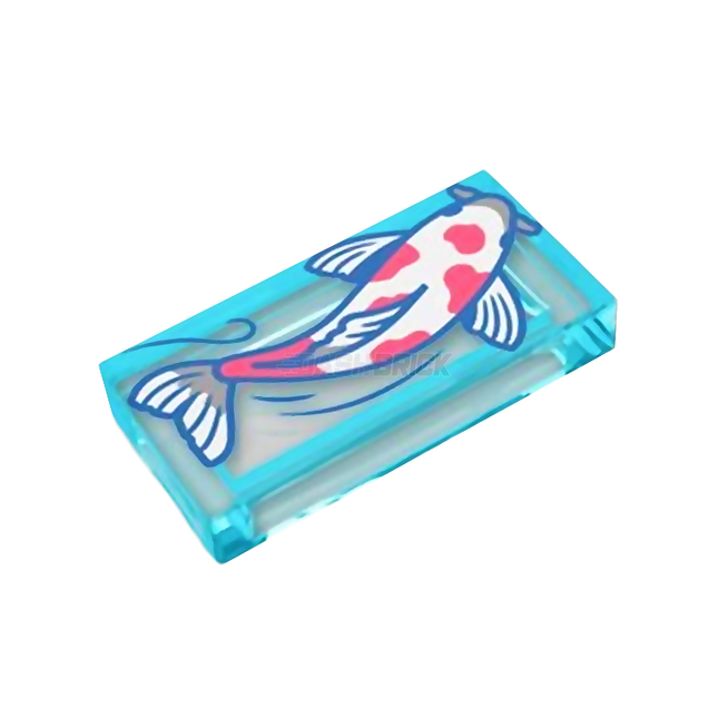 LEGO Minifigure Accessory - Tile, White Koi Fish, Coral Spots (Tile) #3 [3069bpb1167]
