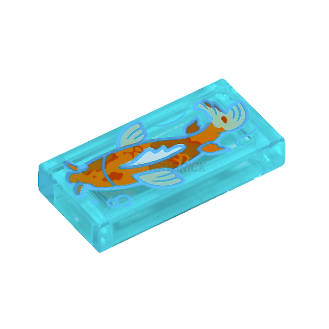 LEGO Minifigure Accessory - Tile, White Koi Fish, Reddish Brown with Spots (Tile) #4 [3069bpb1180]