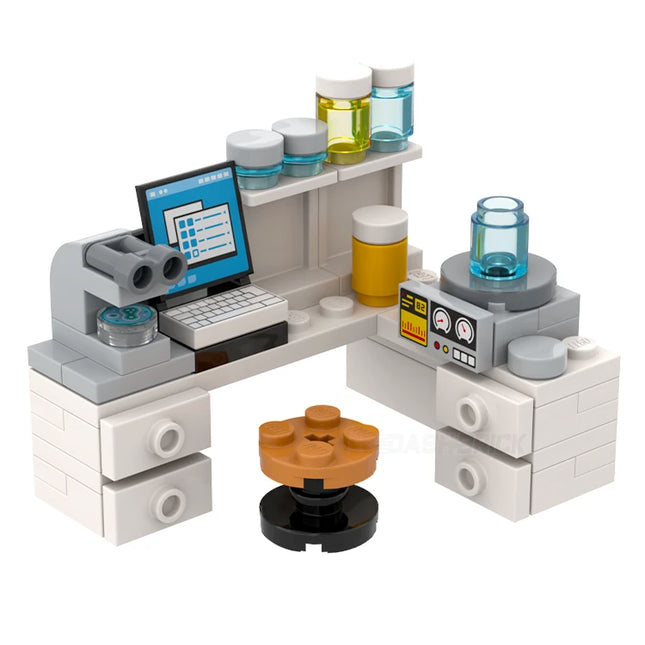 LEGO "Science Lab" - Desk, Draws, Computer, Microscope, Scale [MiniMOC]