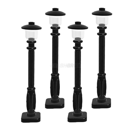 LEGO Street Lamp Post, Black - City/Town/Street - COMBO PACK (4)