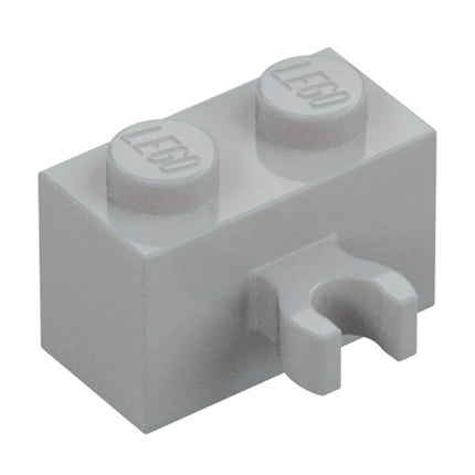 LEGO Brick, Modified 1 x 2, Open O Clip Thick (Vertical Grip), Light Grey [30237b] 6320297