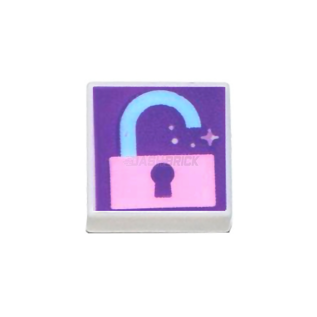 LEGO Minifigure Accessory - Tile, Unlocked Padlock - Pink/Dark Purple (1 x 1 Tile) [3070pb195]