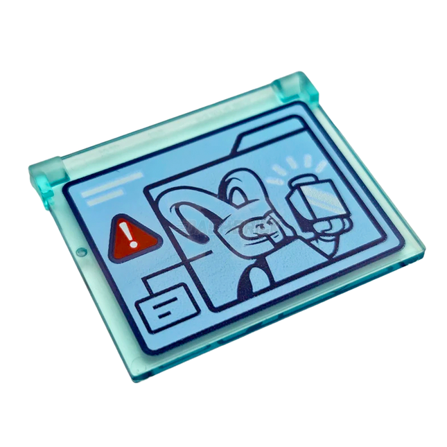 LEGO Window Glass (Insert) "Loki with Tesseract On Video Screen and Triangle Warning" 1 x 4 x 3 - Opening, Trans-Light Blue [60603pb014] 6302217