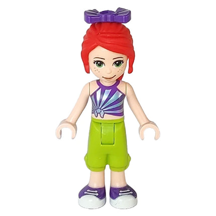 LEGO Minifigure - Friends Mia, Lime Cropped Trousers, Striped Top, Bow (2019) [FRIENDS]