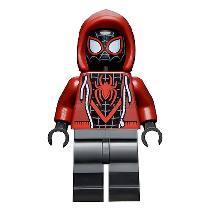 LEGO Minifigure - Spider-Man (Miles Morales), Dark Red Hood (2021) [Marvel]