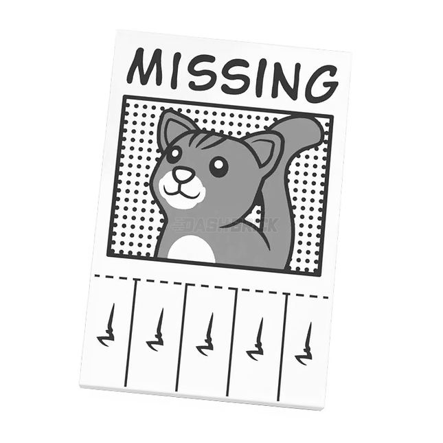 LEGO Minifigure Accessory - Tile, Lost Cat/Kitten Flyer, Phone Number Tear-Offs [26603pb216] 6399221