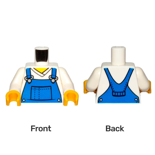 LEGO Minifigure Part - Torso, V-Neck Shirt with Blue Overalls [973pb3472c01]