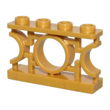 LEGO Fence 1 x 4 x 2 Ornamental Asian Lattice with Circle and 4 Studs, Pearl Gold [5103] 6458679
