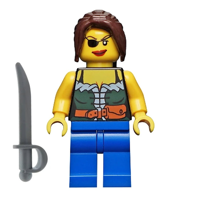 LEGO Minifigure - "Celia", Pirate Female, Eye Patch, Long Hair, Blue Legs (2009 [PIRATES]