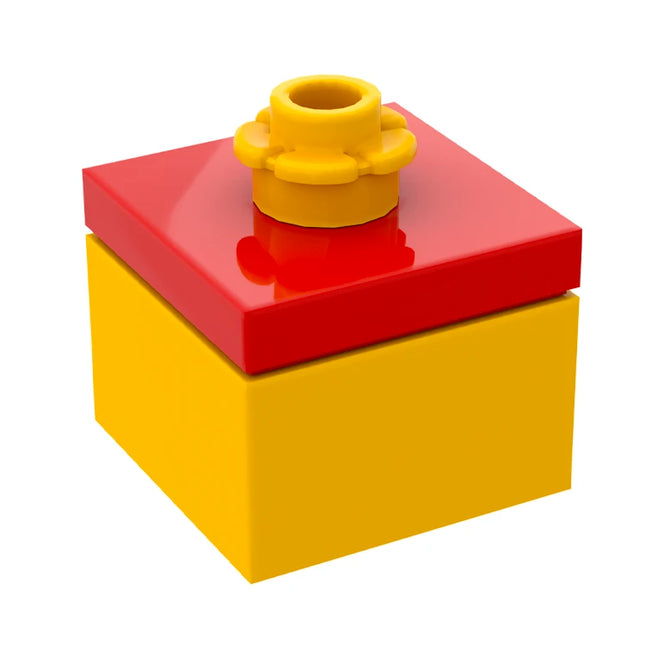 LEGO "Present Box" - Container with Lid, Red/Bright Light Orange [MiniMOC]