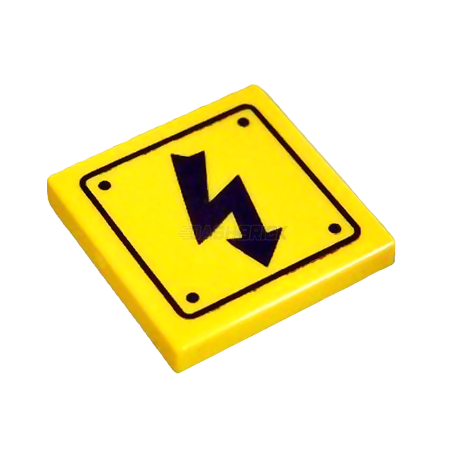 LEGO Minifigure Accessory - Tile, Electricity Danger Sign, Rivets, Yellow [3068bpb1152] 6223076