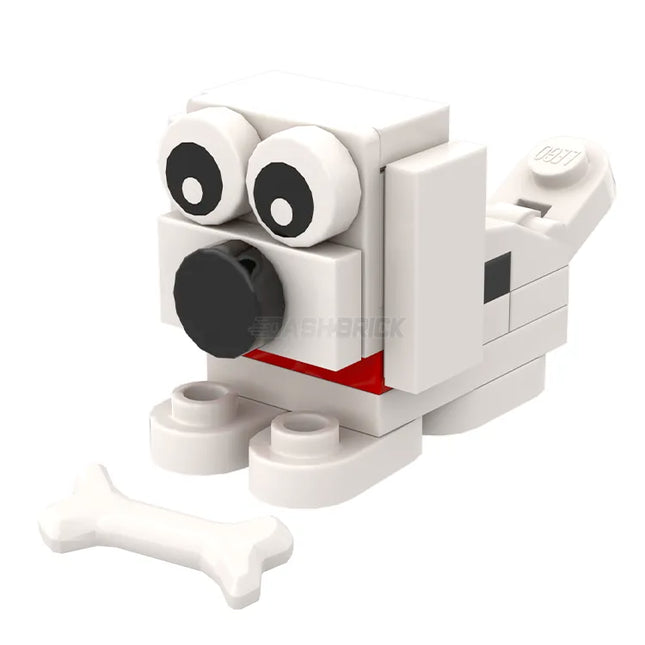 LEGO "Brick Puppy - Charlie" White with Red Collar [MiniMOC]