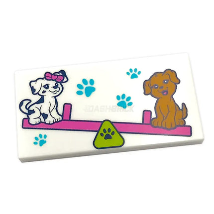 LEGO Minifigure Accessory - Tile, Paw Prints, 2 Dogs on Seesaw (Tile 2 x 4) [87079pb1103] 6373378