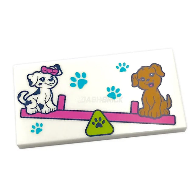 LEGO Minifigure Accessory - Tile, Paw Prints, 2 Dogs on Seesaw (Tile 2 x 4) [87079pb1103] 6373378