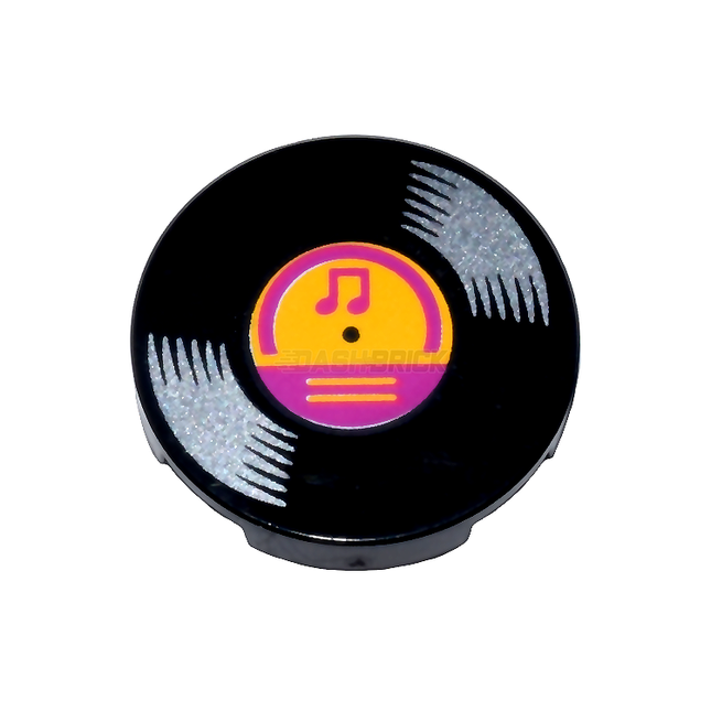 LEGO Minifigure Accessory - Tile, Vinyl Record, Orange/Magenta, Black [14769pb571] 6431014