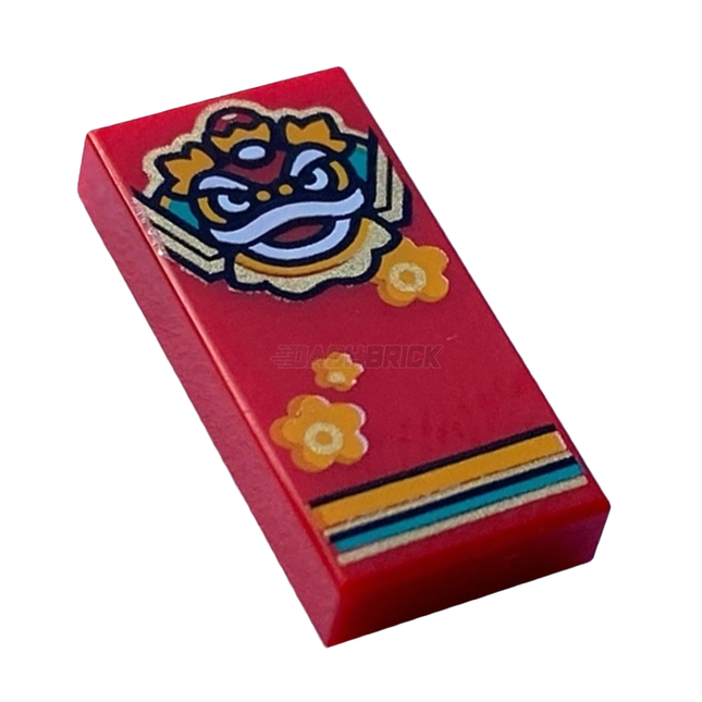 LEGO Minifigure Accessory - Tile, Gold Lion / Nian Head, Flowers and Stripes [3069pb1064] 6430676