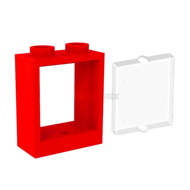 LEGO Window 1 x 2 x 2, Red + Glass, Tran-Clear [60592 / 60601] 6382696 6254552