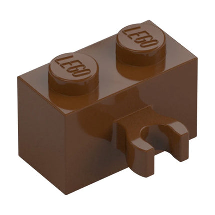 LEGO Brick, Modified 1 x 2, Open O Clip Thick (Vertical Grip), Reddish Brown [30237b] 6330202