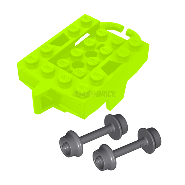 LEGO Vehicle, Base 4 x 5 Roller Coaster/Train Car + 2 x Wheels, Lime Green [26021] 6203523