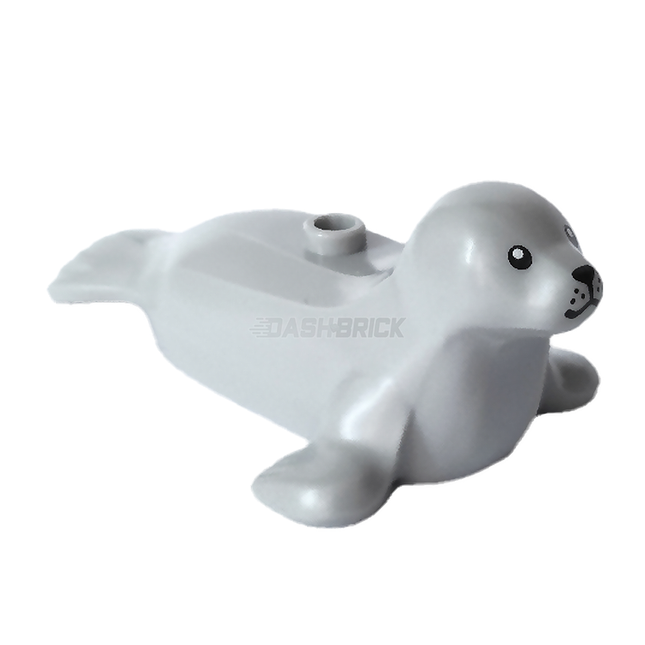 LEGO Minifigure Animal - Seal, Stud, Black Eyes, Nose, Mouth, Whisker, Light Grey [3380pb01]