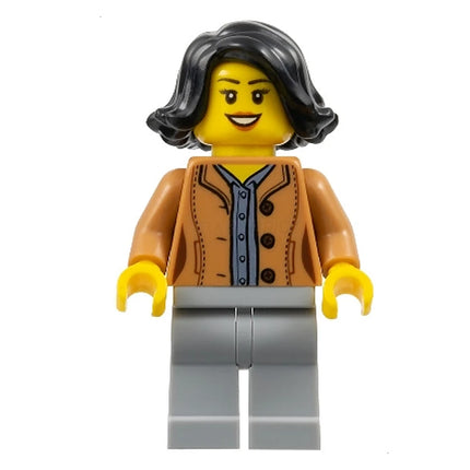 LEGO Minifigure - Female, Black Hair, Jacket over Shirt, Smile [CITY]