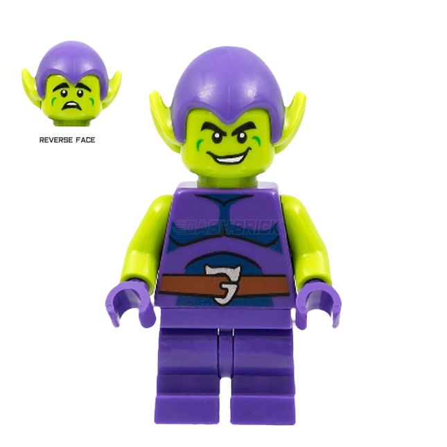LEGO Minifigure - Green Goblin - Lime Skin, Dark Purple Outfit, Medium Legs (2022) [MARVEL]