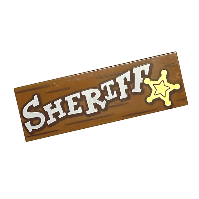 LEGO Minifigure Accessory - Tile, 'SHERIFF', Gold Star, Wood Grain, Toy Story (2 x 6 Tile) [69729pb072]