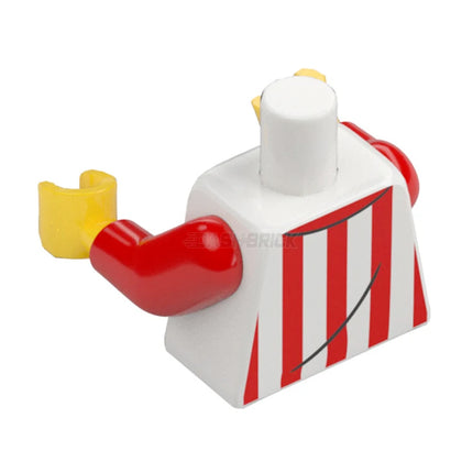 LEGO Minifigure Part - Torso - Hotdog Vendor, White & Red Striped, Smiley Badge [973pb6026c01] 6528144