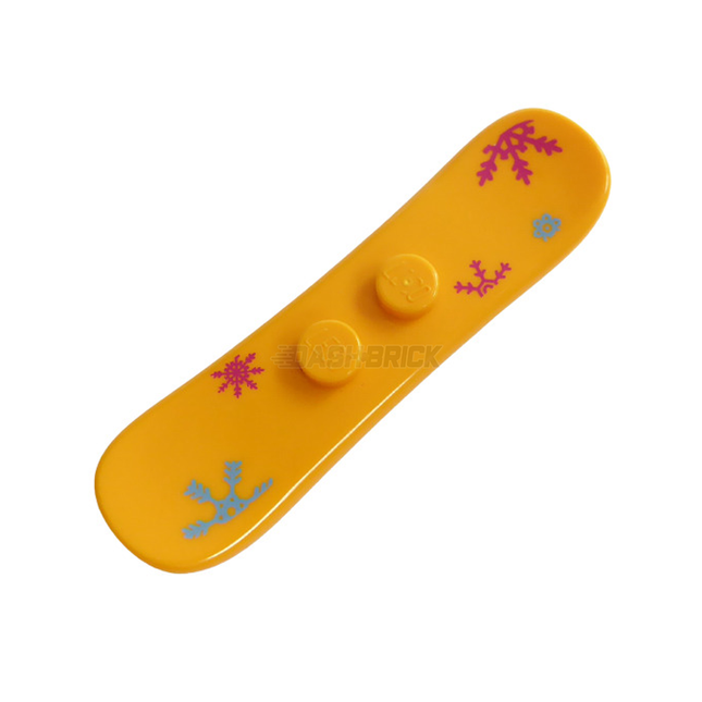 LEGO Minifigure Accessory - Snowboard with Decal, Snowflakes, Bright Light Orange [93218pb06]