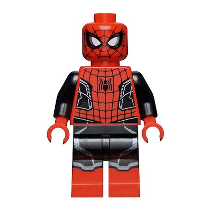 LEGO Minifigure - Spider-Man - Black and Red Suit, Small Black Spider, Silver Trim (Upgraded Suit) (2021) [MARVEL]