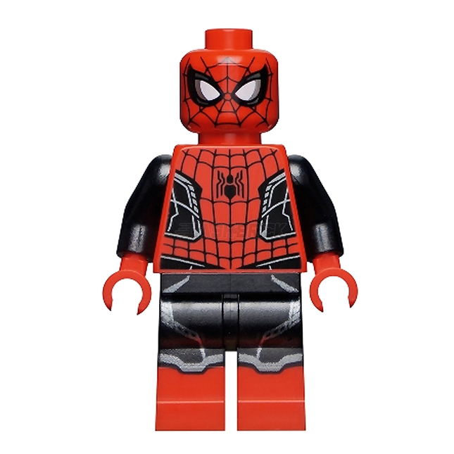 LEGO Minifigure - Spider-Man - Black and Red Suit, Small Black Spider, Silver Trim (Upgraded Suit) (2021) [MARVEL]