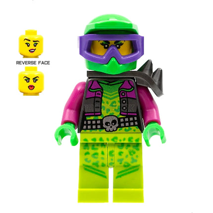 LEGO Minifigure - Female, Stuntz Raze - Stuntz Driver, Race Suit, Helmet (2021) [CITY]