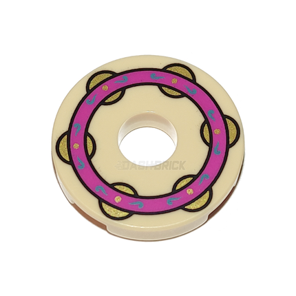LEGO Minifigure Accessory - Tile, Tamborine, Tile Round 2 x 2 with Hole [15535pb08] 6334001