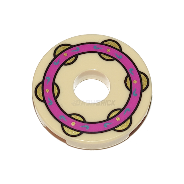 LEGO Minifigure Accessory - Tile, Tamborine, Tile Round 2 x 2 with Hole [15535pb08] 6334001