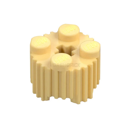 LEGO Brick, Round 2 x 2 with Axle Hole and Grille / Fluted Profile, Tan [92947] 4650647