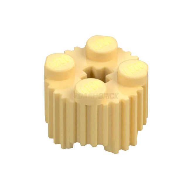 LEGO Brick, Round 2 x 2 with Axle Hole and Grille / Fluted Profile, Tan [92947] 4650647
