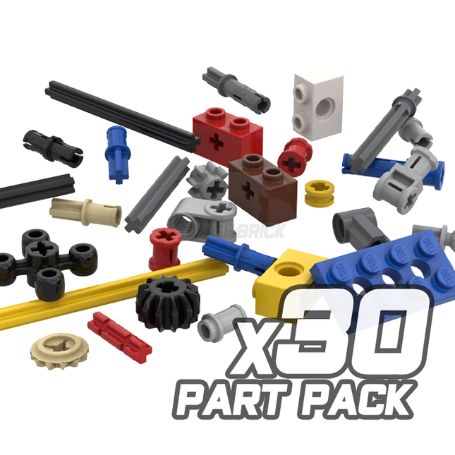LEGO "Technic Pack" Gears, Axles, Connectors, Pins, Bricks, Plates [30 Part Pack] Assorted Colours, Sizes & Variations