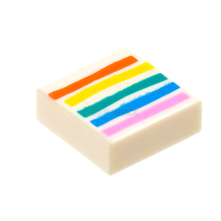 LEGO Minifigure Accessory - Tile, Rainbow Stripes, Tile 1 x 2, White [3070bpb236] 6302705