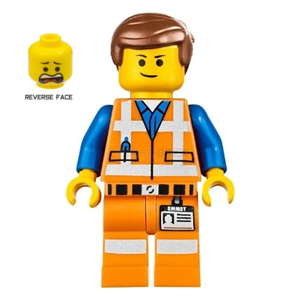 LEGO Minifigure - Emmet, Lopsided Closed Mouth Smile/Scared [The LEGO Movie]