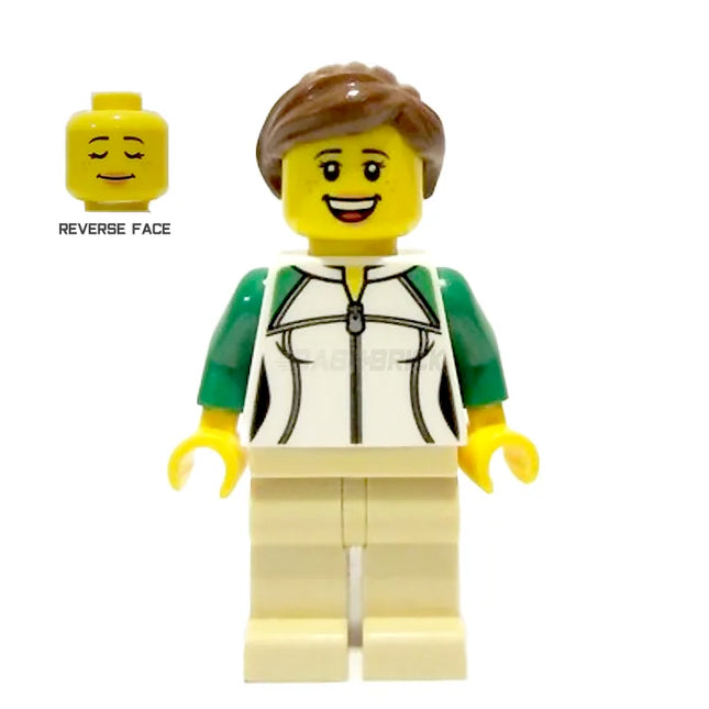 LEGO Minifigure - Female, Ponytail, White and Green Sweatshirt [CITY]