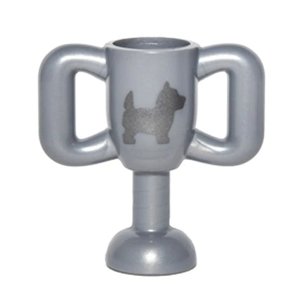 LEGO Minifigure Accessory - Trophy Cup, Small, Silver Terrier Dog, Flat Silver [10172pb001] 6160287