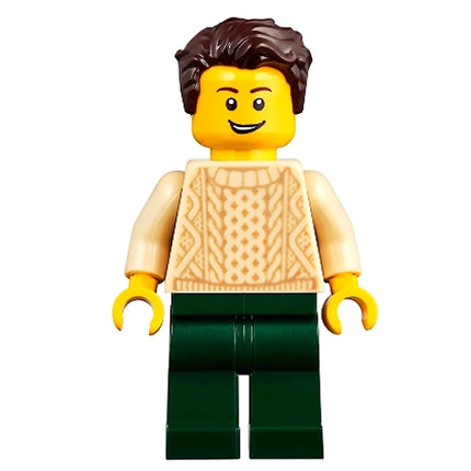 LEGO Minifigure - Man with, Tan Sweater and Dark Green Legs (2019) [CITY]