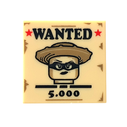 LEGO Minifigure Accessory - Tile, Wanted Poster, Sign, Western Bandit [3068bpb2009]
