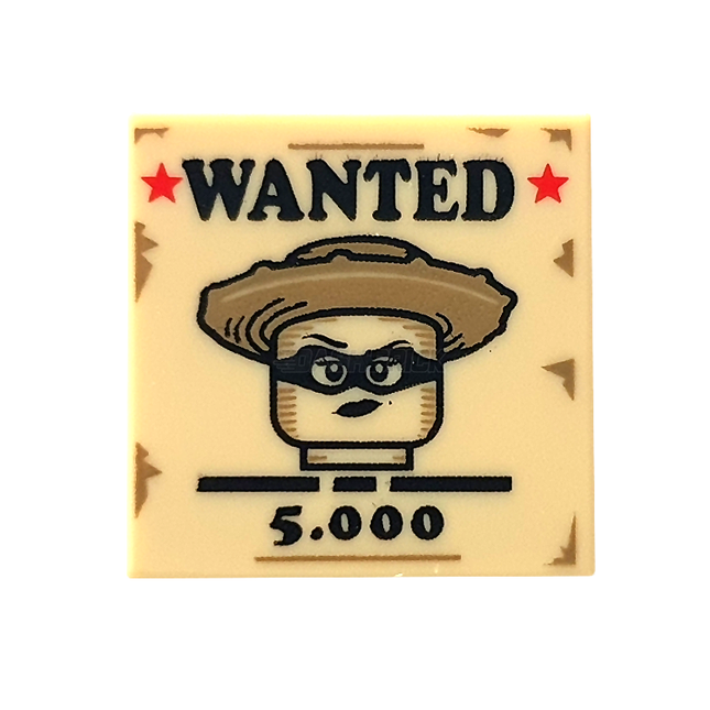 LEGO Minifigure Accessory - Tile, Wanted Poster, Sign, Western Bandit [3068bpb2009]