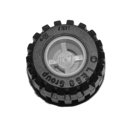 LEGO Wheel 11mm D. x 12mm, Black Tire, Tread, Light Grey [6014bc05]