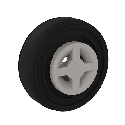 LEGO Wheel 8mm D. x 6mm with Slot, Black Tire 14mm, Light Grey [34337c01] 6194808