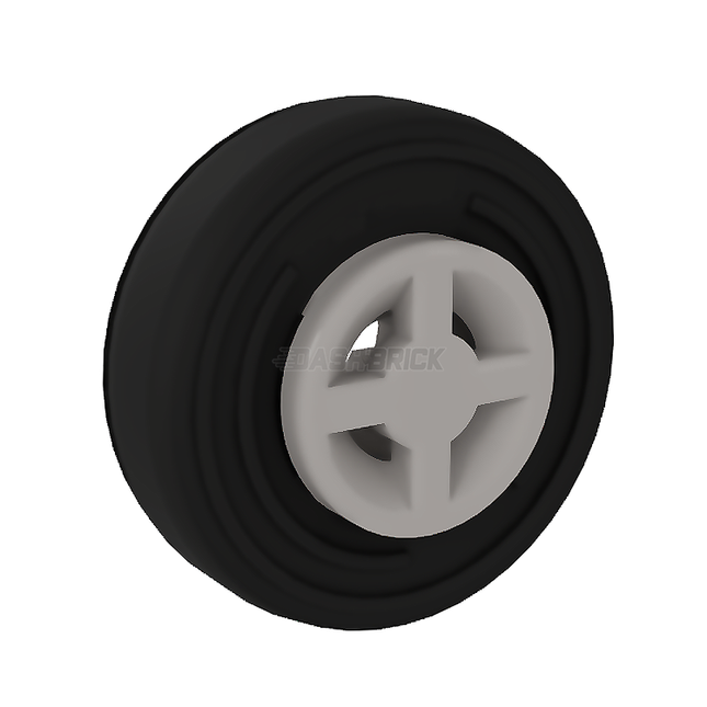 LEGO Wheel 8mm D. x 6mm with Slot, Black Tire 14mm, Light Grey [34337c01] 6194808