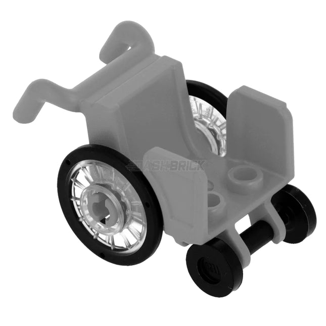 LEGO Minifigure Accessory - Wheelchair, Dark Grey, Clear Wheels (24312 / 24314c01 / 2496) [98382pb009]
