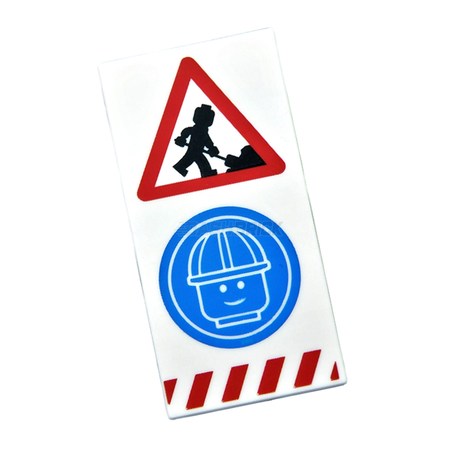 LEGO Minifigure Accessory - Tile, Construction Sign, Shovel, Worker, Red Danger/Warning [87079pb0704]